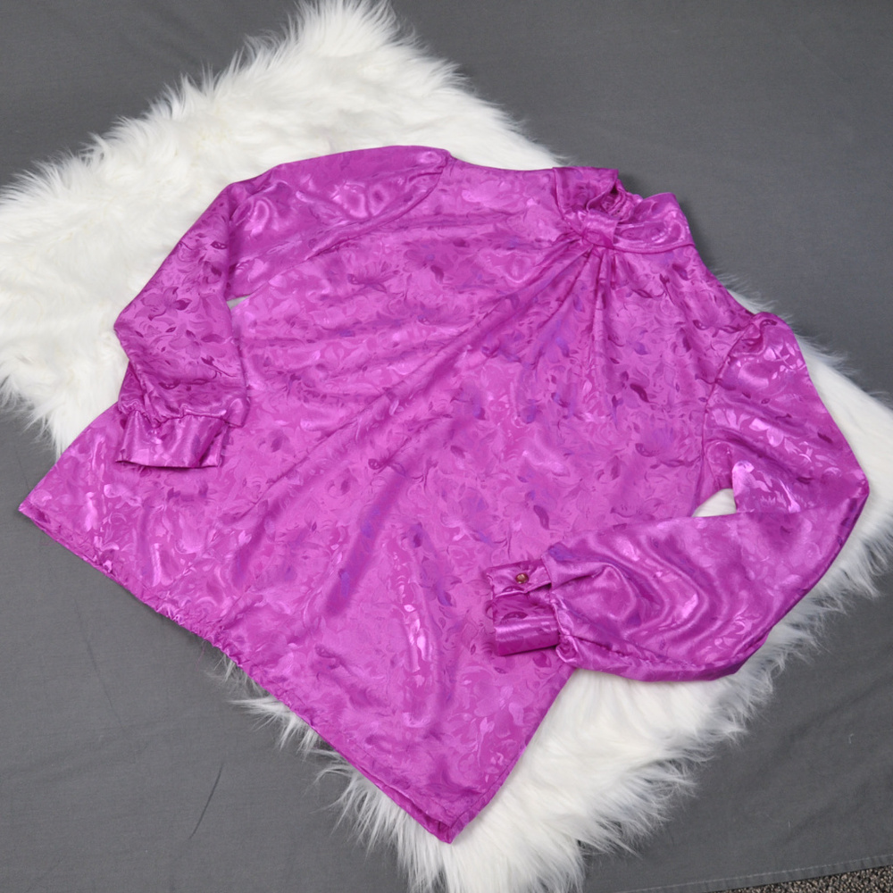 Vintage 70's Teddi Pink Floral Blouses Top Shirt